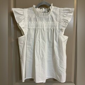 Sea New York White Ruffle Blouse Size M
